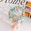 Multilayer Metal Bracelet Colorful Beads Coin Tassel Bracelets Woman Jewelry 2015 Fashion Bohemia Style