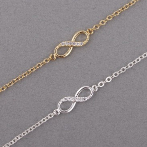 Women Men Friendship Bracelets, 2015 Hot Bracelet 18K Gold Silver CZ Infinity Bracelets