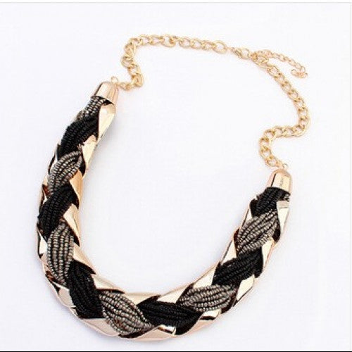 Chain Accessories Statement necklaces & pendants women Necklace Bohemian Korean Weave Fashion Metal Bead Fashion