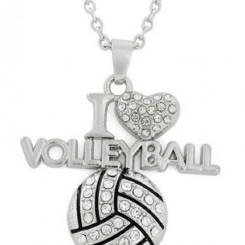 Pendant necklace jewelry for sporter fan gifts - Myshape White gold plating crystal stud i love volleyball